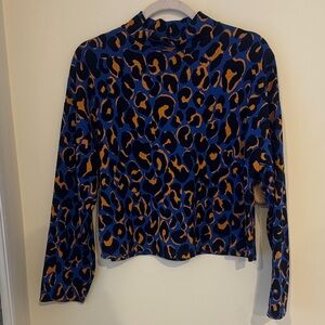 Zara Blue and Orange Animal Print Long Sleeve Top